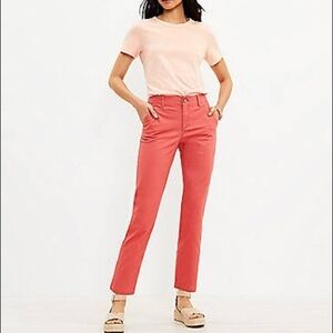 Loft Modern Cuffed Crop Salmon Coral Pink
